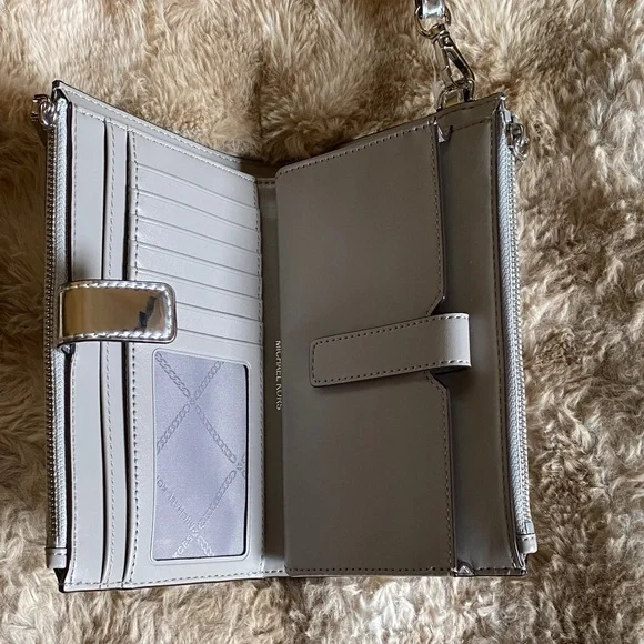 Michael Kors Metallic Silver MK Embossed Wristlet - Picture 3 of 6